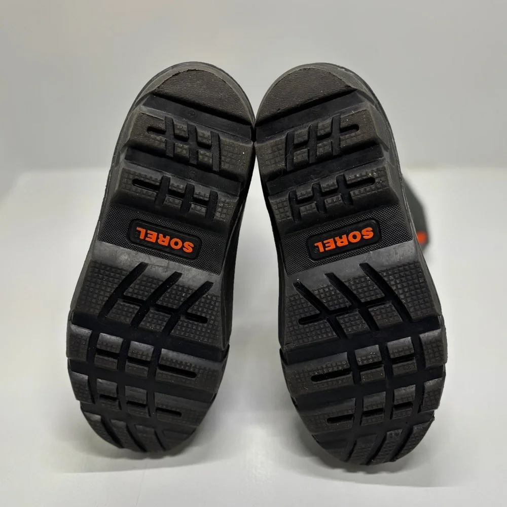 Sorel Kids Youth Size 3 Winter Snow Boots Gray Orange Waterproof Insulated